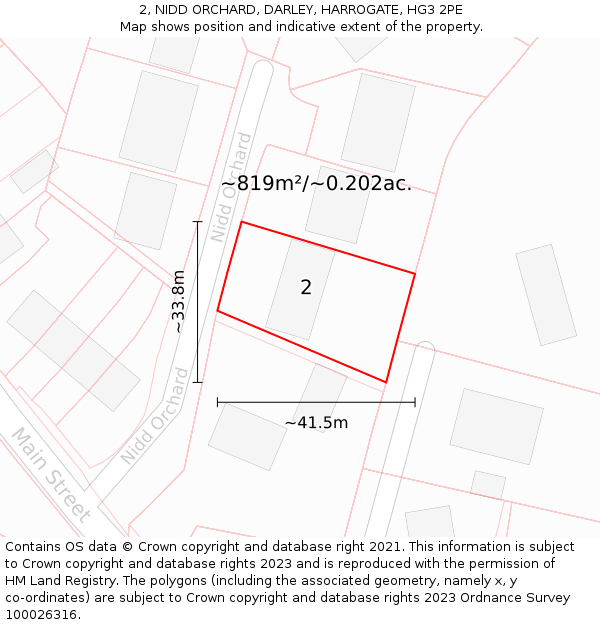 2, NIDD ORCHARD, DARLEY, HARROGATE, HG3 2PE: Plot and title map