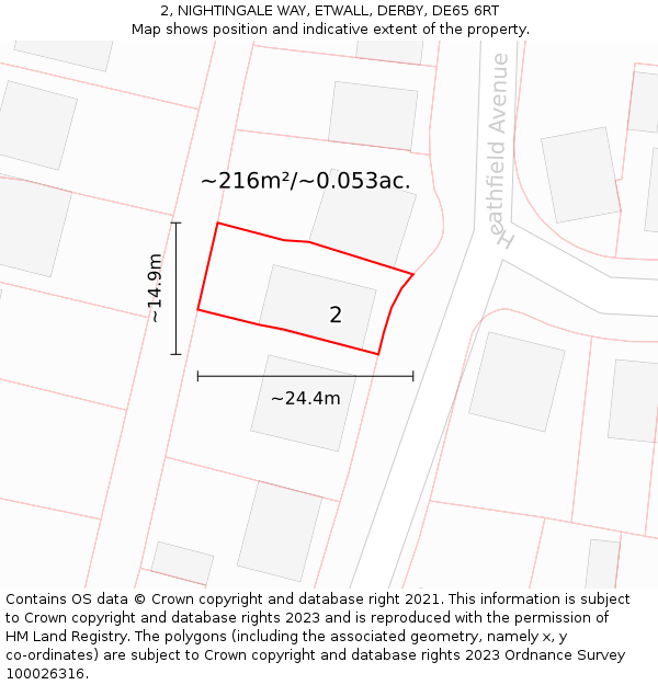 2, NIGHTINGALE WAY, ETWALL, DERBY, DE65 6RT: Plot and title map