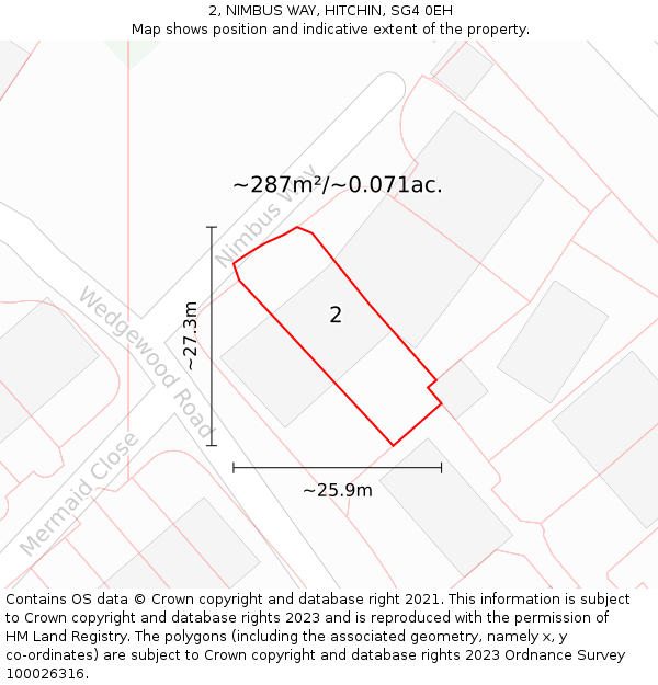 2, NIMBUS WAY, HITCHIN, SG4 0EH: Plot and title map