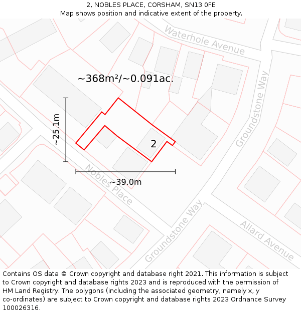 2, NOBLES PLACE, CORSHAM, SN13 0FE: Plot and title map