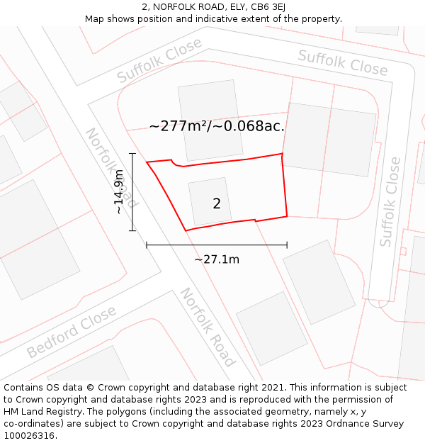 2, NORFOLK ROAD, ELY, CB6 3EJ: Plot and title map