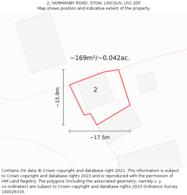 2, NORMANBY ROAD, STOW, LINCOLN, LN1 2DF: Plot and title map