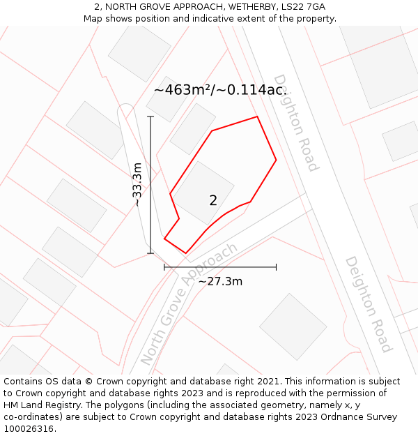2, NORTH GROVE APPROACH, WETHERBY, LS22 7GA: Plot and title map