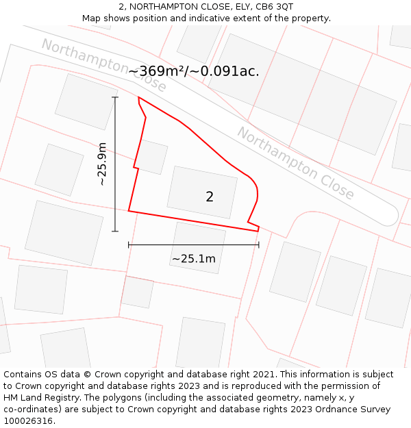 2, NORTHAMPTON CLOSE, ELY, CB6 3QT: Plot and title map