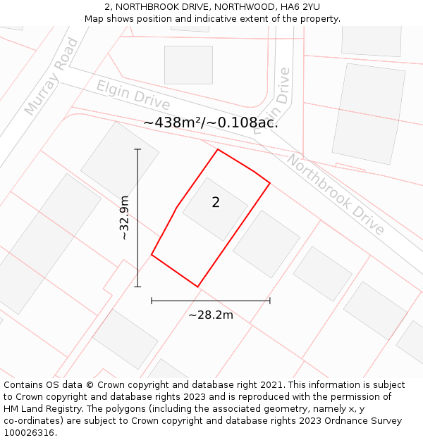 2, NORTHBROOK DRIVE, NORTHWOOD, HA6 2YU: Plot and title map