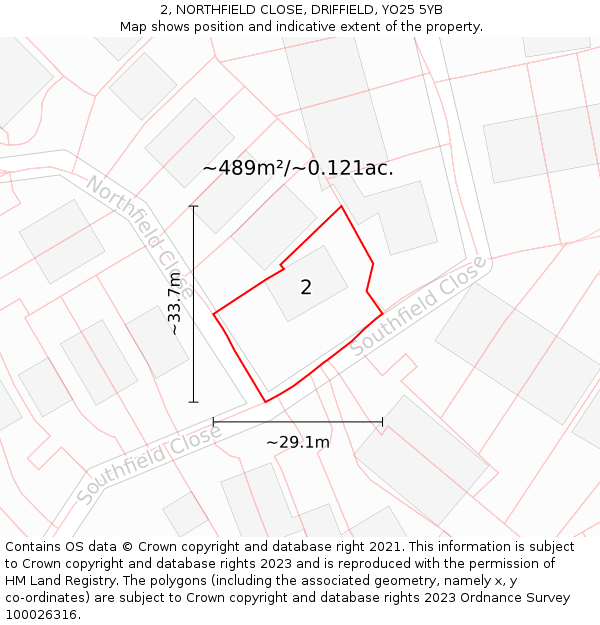 2, NORTHFIELD CLOSE, DRIFFIELD, YO25 5YB: Plot and title map
