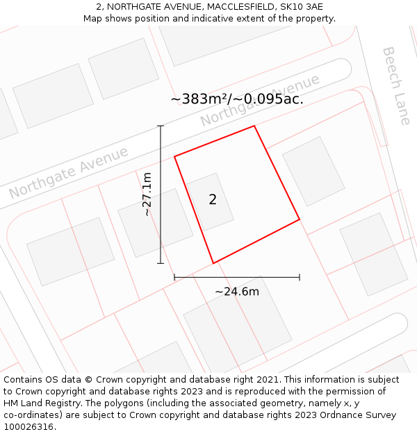 2, NORTHGATE AVENUE, MACCLESFIELD, SK10 3AE: Plot and title map
