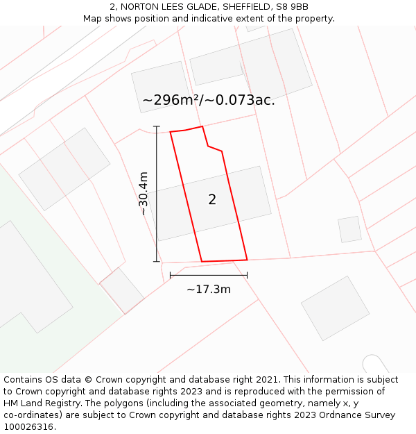 2, NORTON LEES GLADE, SHEFFIELD, S8 9BB: Plot and title map