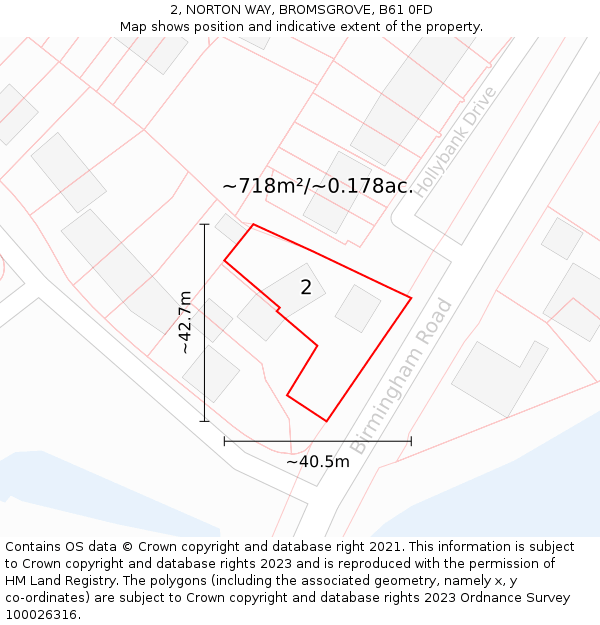 2, NORTON WAY, BROMSGROVE, B61 0FD: Plot and title map