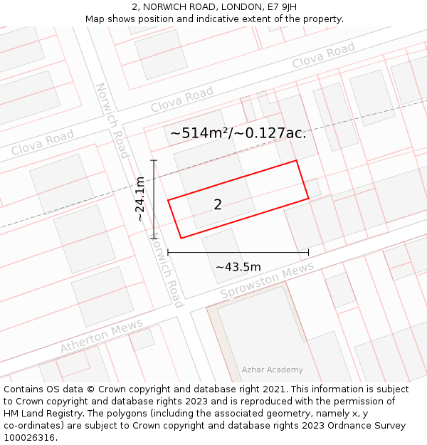 2, NORWICH ROAD, LONDON, E7 9JH: Plot and title map