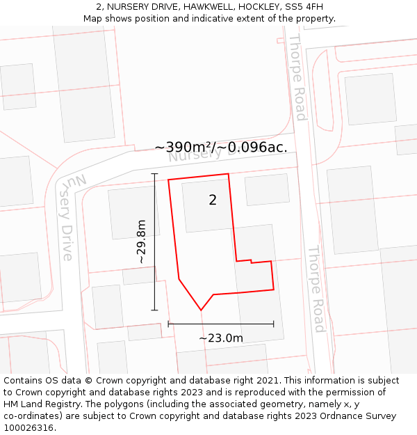 2, NURSERY DRIVE, HAWKWELL, HOCKLEY, SS5 4FH: Plot and title map