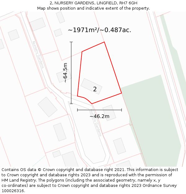 2, NURSERY GARDENS, LINGFIELD, RH7 6GH: Plot and title map