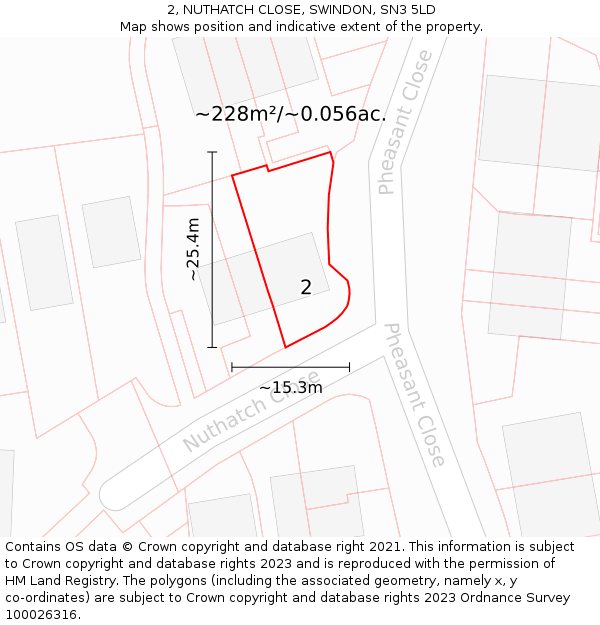 2, NUTHATCH CLOSE, SWINDON, SN3 5LD: Plot and title map