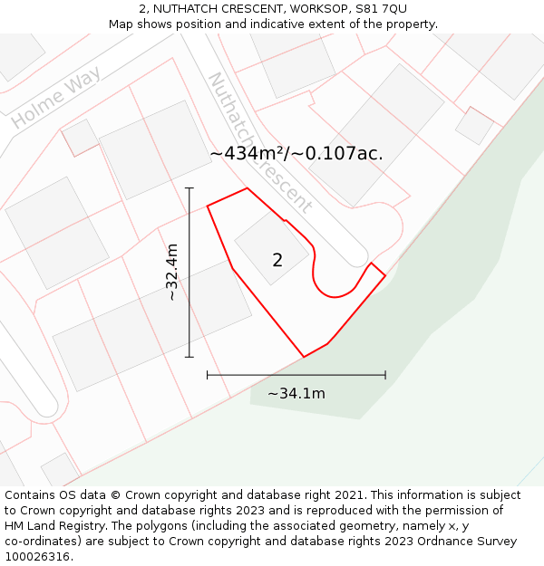2, NUTHATCH CRESCENT, WORKSOP, S81 7QU: Plot and title map