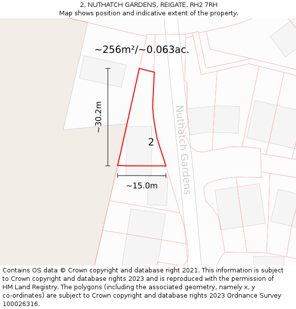 2, NUTHATCH GARDENS, REIGATE, RH2 7RH: Plot and title map