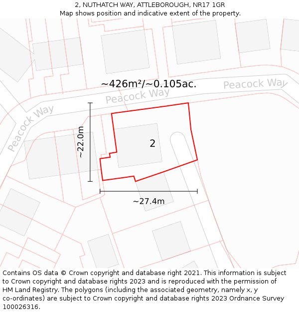 2, NUTHATCH WAY, ATTLEBOROUGH, NR17 1GR: Plot and title map