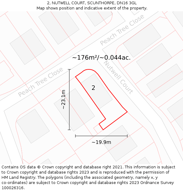 2, NUTWELL COURT, SCUNTHORPE, DN16 3GL: Plot and title map