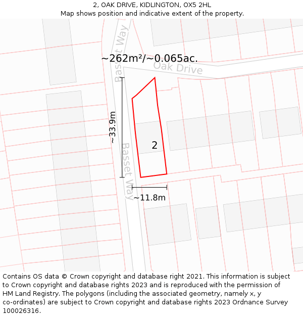 2, OAK DRIVE, KIDLINGTON, OX5 2HL: Plot and title map