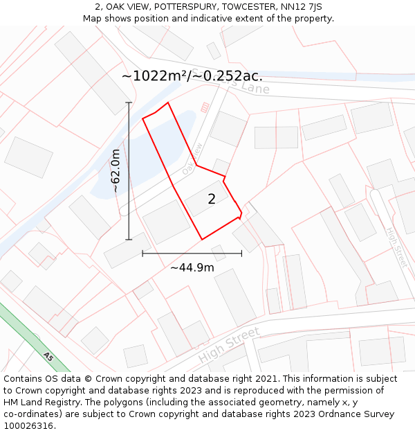 2, OAK VIEW, POTTERSPURY, TOWCESTER, NN12 7JS: Plot and title map