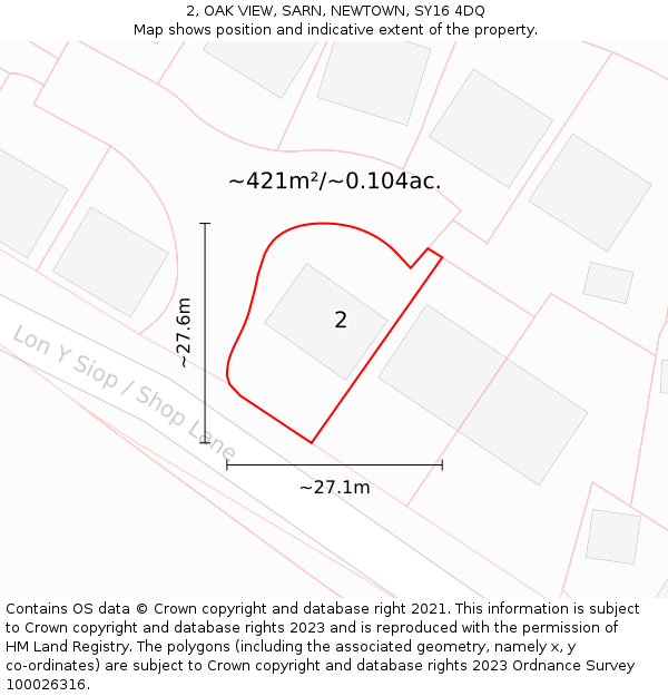 2, OAK VIEW, SARN, NEWTOWN, SY16 4DQ: Plot and title map
