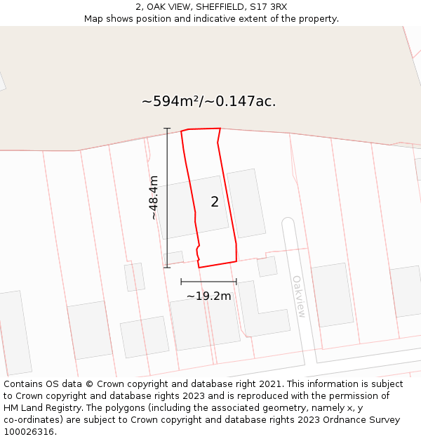 2, OAK VIEW, SHEFFIELD, S17 3RX: Plot and title map