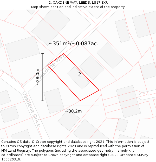 2, OAKDENE WAY, LEEDS, LS17 8XR: Plot and title map