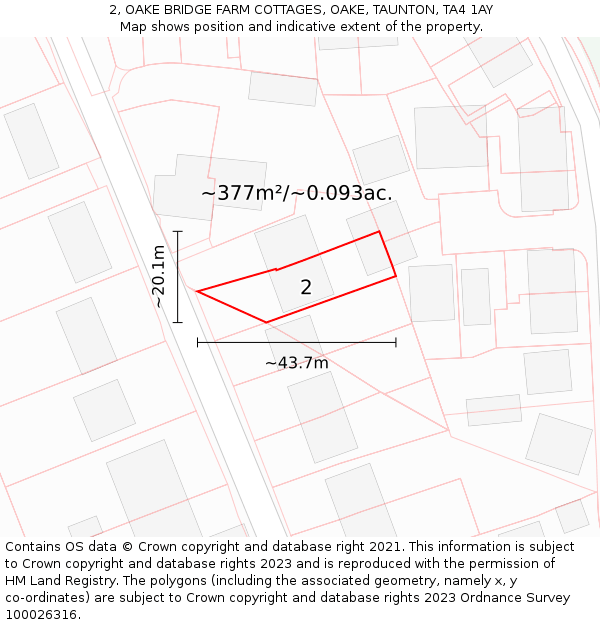 2, OAKE BRIDGE FARM COTTAGES, OAKE, TAUNTON, TA4 1AY: Plot and title map