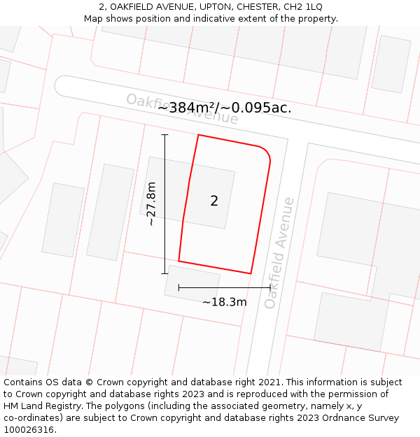 2, OAKFIELD AVENUE, UPTON, CHESTER, CH2 1LQ: Plot and title map
