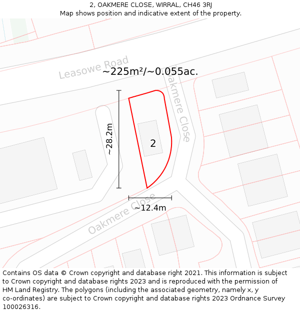 2, OAKMERE CLOSE, WIRRAL, CH46 3RJ: Plot and title map