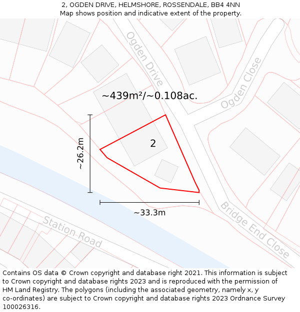 2, OGDEN DRIVE, HELMSHORE, ROSSENDALE, BB4 4NN: Plot and title map