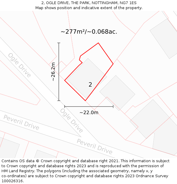 2, OGLE DRIVE, THE PARK, NOTTINGHAM, NG7 1ES: Plot and title map