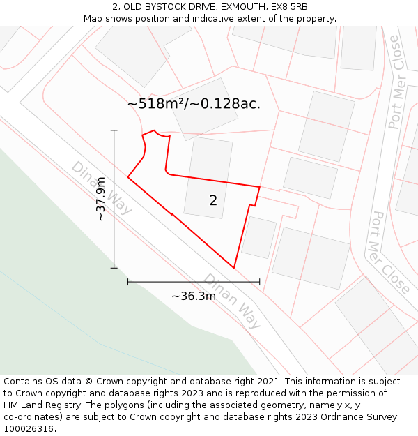 2, OLD BYSTOCK DRIVE, EXMOUTH, EX8 5RB: Plot and title map