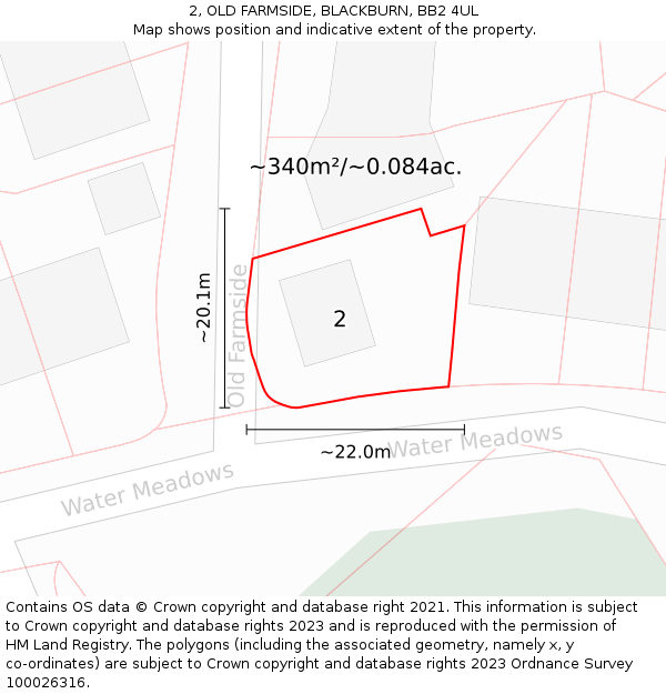 2, OLD FARMSIDE, BLACKBURN, BB2 4UL: Plot and title map