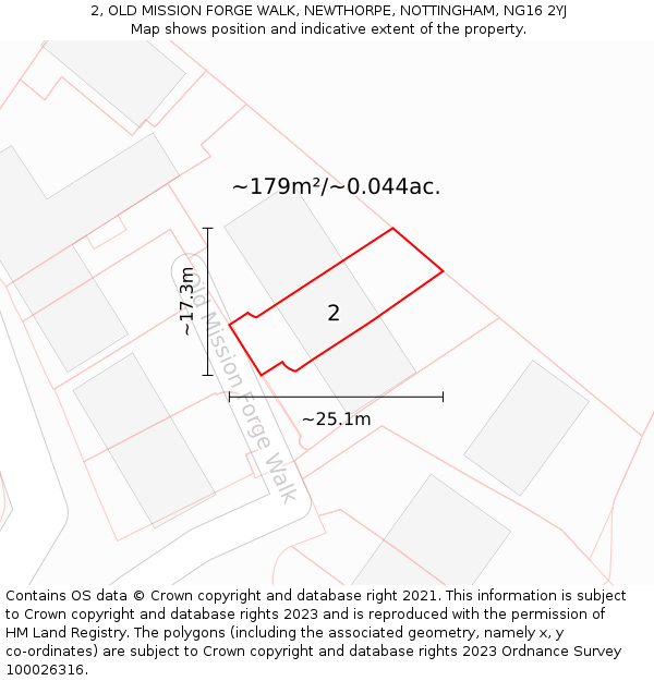 2, OLD MISSION FORGE WALK, NEWTHORPE, NOTTINGHAM, NG16 2YJ: Plot and title map