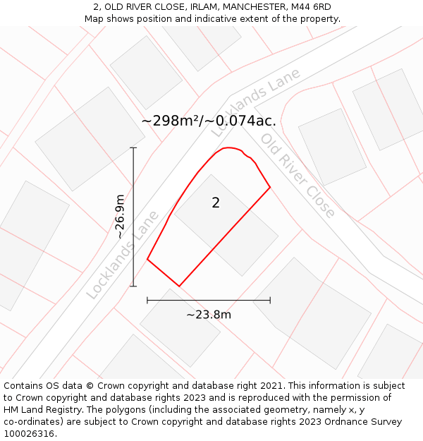 2, OLD RIVER CLOSE, IRLAM, MANCHESTER, M44 6RD: Plot and title map