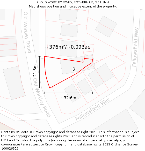 2, OLD WORTLEY ROAD, ROTHERHAM, S61 1NH: Plot and title map