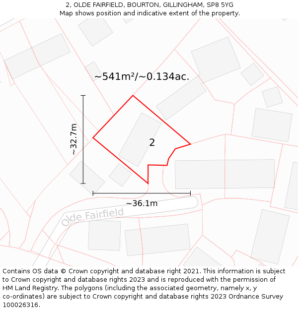 2, OLDE FAIRFIELD, BOURTON, GILLINGHAM, SP8 5YG: Plot and title map