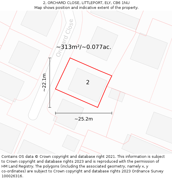 2, ORCHARD CLOSE, LITTLEPORT, ELY, CB6 1NU: Plot and title map