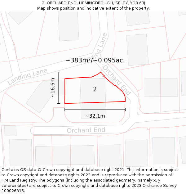2, ORCHARD END, HEMINGBROUGH, SELBY, YO8 6RJ: Plot and title map