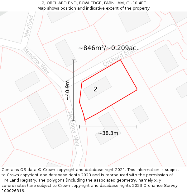 2, ORCHARD END, ROWLEDGE, FARNHAM, GU10 4EE: Plot and title map
