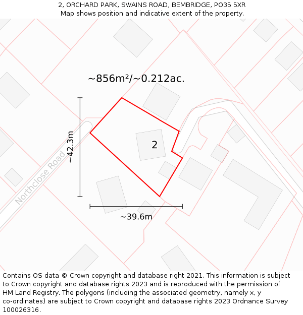 2, ORCHARD PARK, SWAINS ROAD, BEMBRIDGE, PO35 5XR: Plot and title map