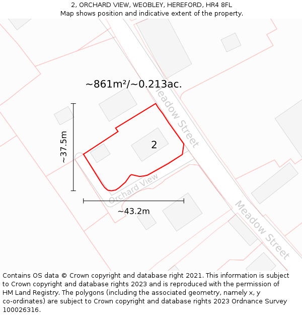 2, ORCHARD VIEW, WEOBLEY, HEREFORD, HR4 8FL: Plot and title map