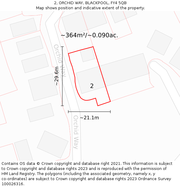 2, ORCHID WAY, BLACKPOOL, FY4 5QB: Plot and title map