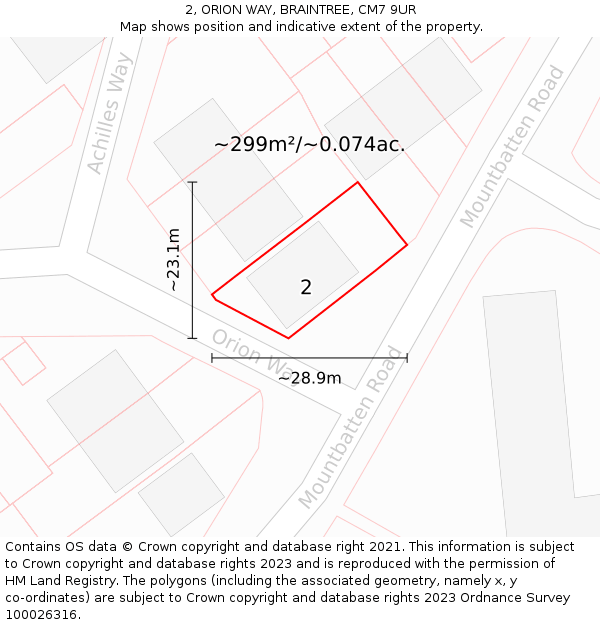 2, ORION WAY, BRAINTREE, CM7 9UR: Plot and title map