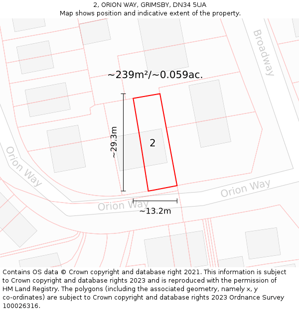 2, ORION WAY, GRIMSBY, DN34 5UA: Plot and title map