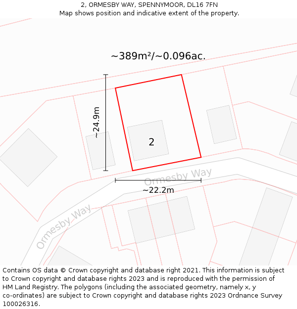 2, ORMESBY WAY, SPENNYMOOR, DL16 7FN: Plot and title map