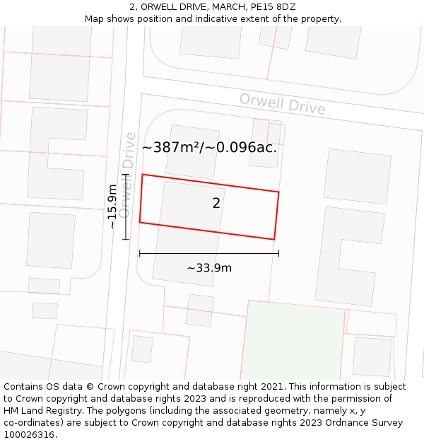 2, ORWELL DRIVE, MARCH, PE15 8DZ: Plot and title map