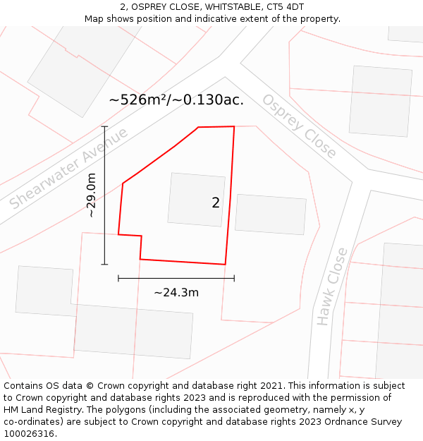 2, OSPREY CLOSE, WHITSTABLE, CT5 4DT: Plot and title map