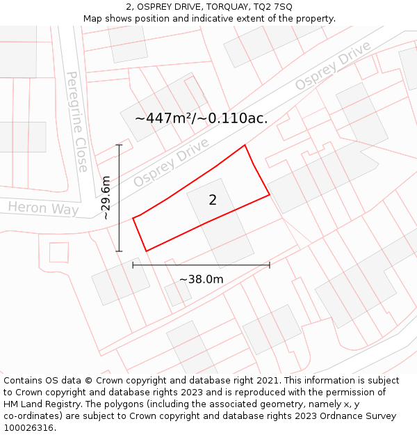 2, OSPREY DRIVE, TORQUAY, TQ2 7SQ: Plot and title map