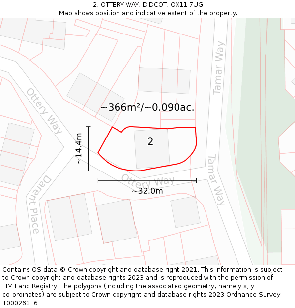 2, OTTERY WAY, DIDCOT, OX11 7UG: Plot and title map